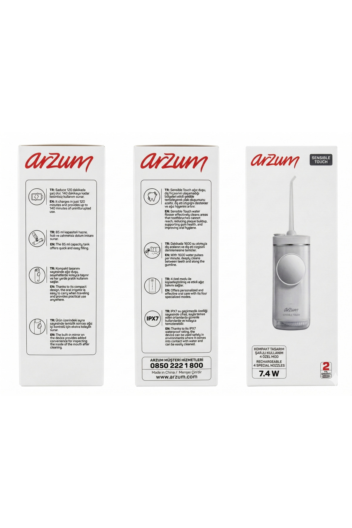 Arzum AR5300 Sensible Touch Şarjlı Ağız Duşu – IPX7, 4 Mod, 920mAh - Fiyatı, Yorumları