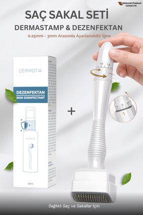 Dermotik Ayarlanabilir Dermastamp Titanyum Uçlu 0.25-3mm & Dezenfektan Seti –...