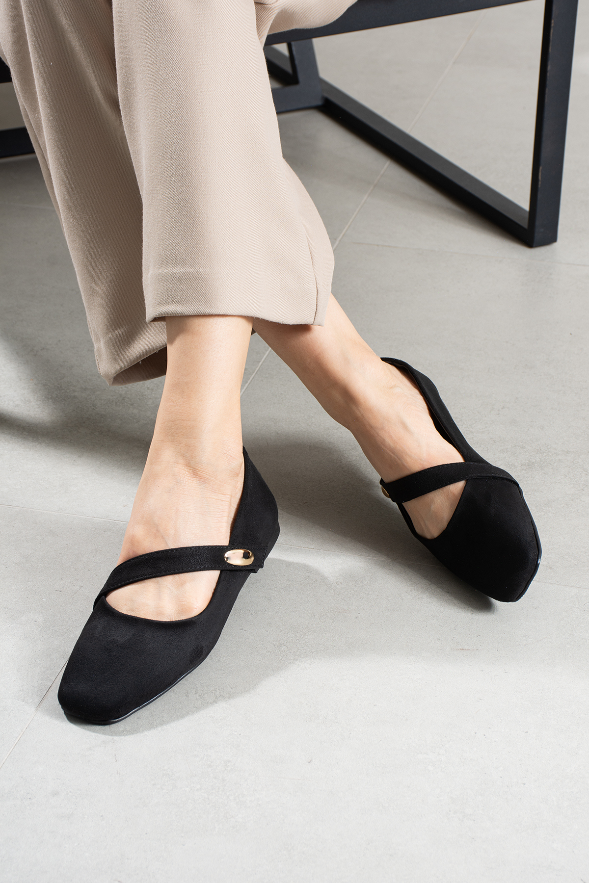 wolk shoes  vibe yandan tokalı cırtlı kadın babet - Görsel 2