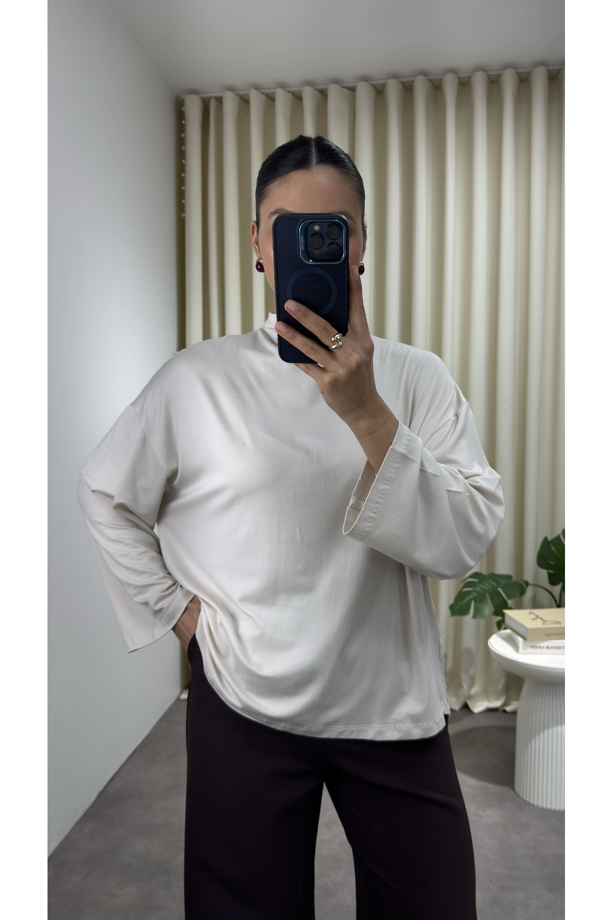 YOUR NAME Dik Yaka Oversize Dökümlü Bluz