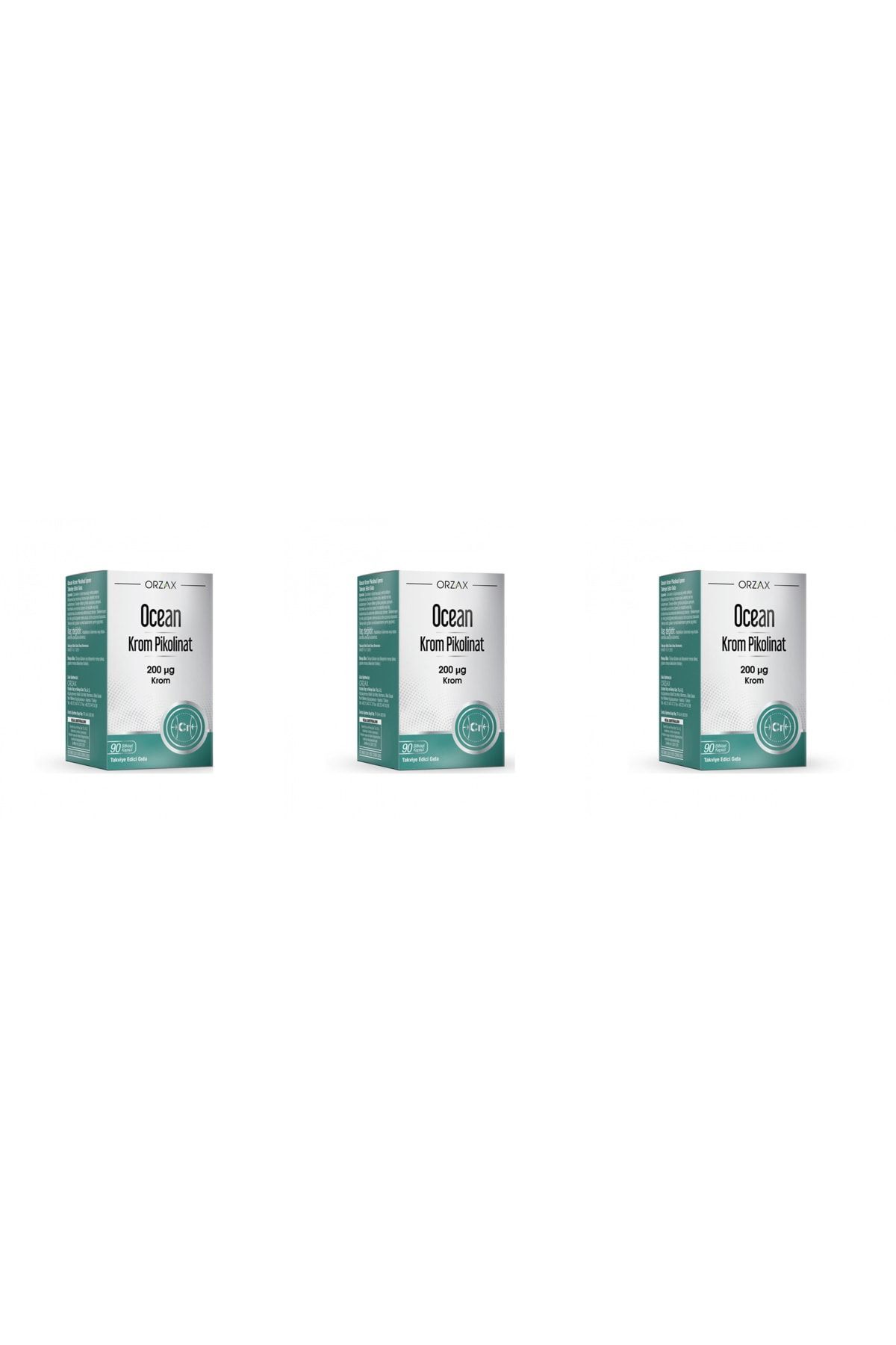 Orzax Ocean Krom Pikolinat 200 Ug 90 Bitkisel Kapsül 3'lü Paket