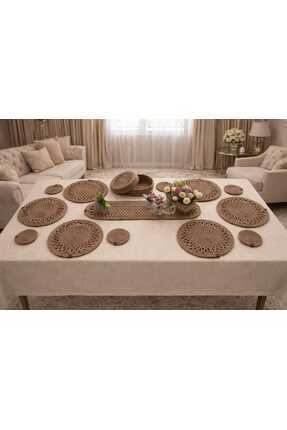 Armağan Garajı Doğal Jüt İp Supla Takımı – El Yapımı Hasır Amerikan Servis Ma...