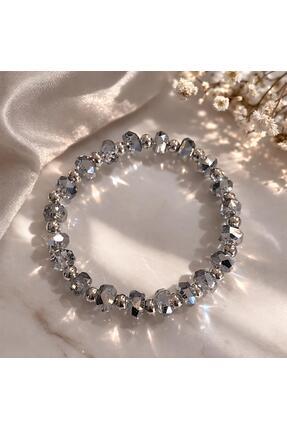 LuneraBag Parlak Beyaz Kristal Taşlı Premium Kadın Bileklik