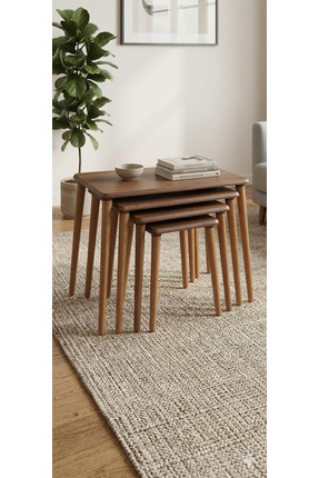 hurmax Hurma Oval Serisi 4'LÜ Zigon Sehpa 1. Sınıf MDF