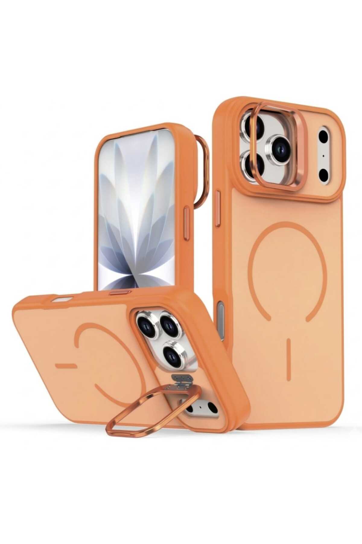 Iphone 17 Pro Metal Camera Stand with MagSafe Feature Matte Pastel Color Metal Key Premium Cover