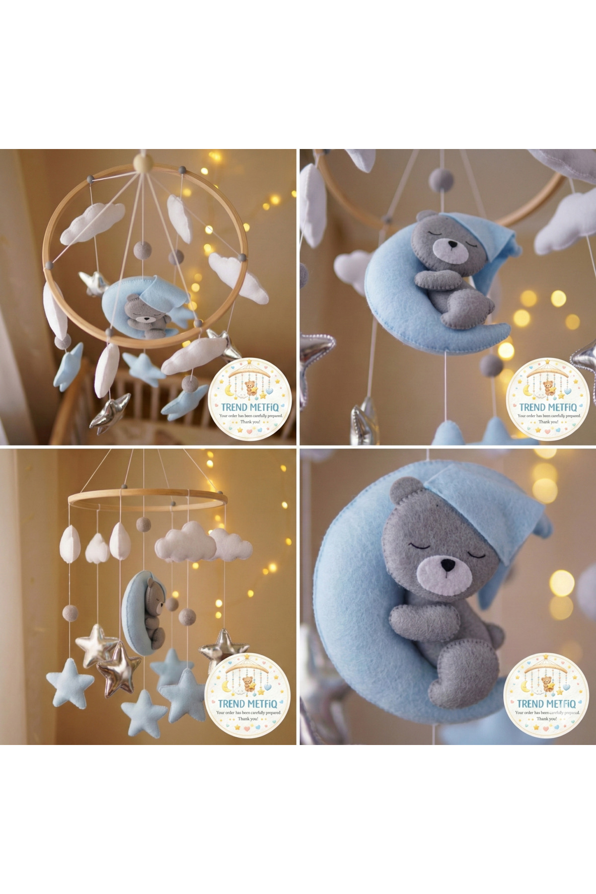 TREND METFİQ DECORATİON Yenidoğan Keçe Bebek Dönencesi El Yapımı Eğitici Beşik Üstü Oyuncak Bebek Odası Dekorasyon Anne Kuc fotoğrafı 2 (önizleme)