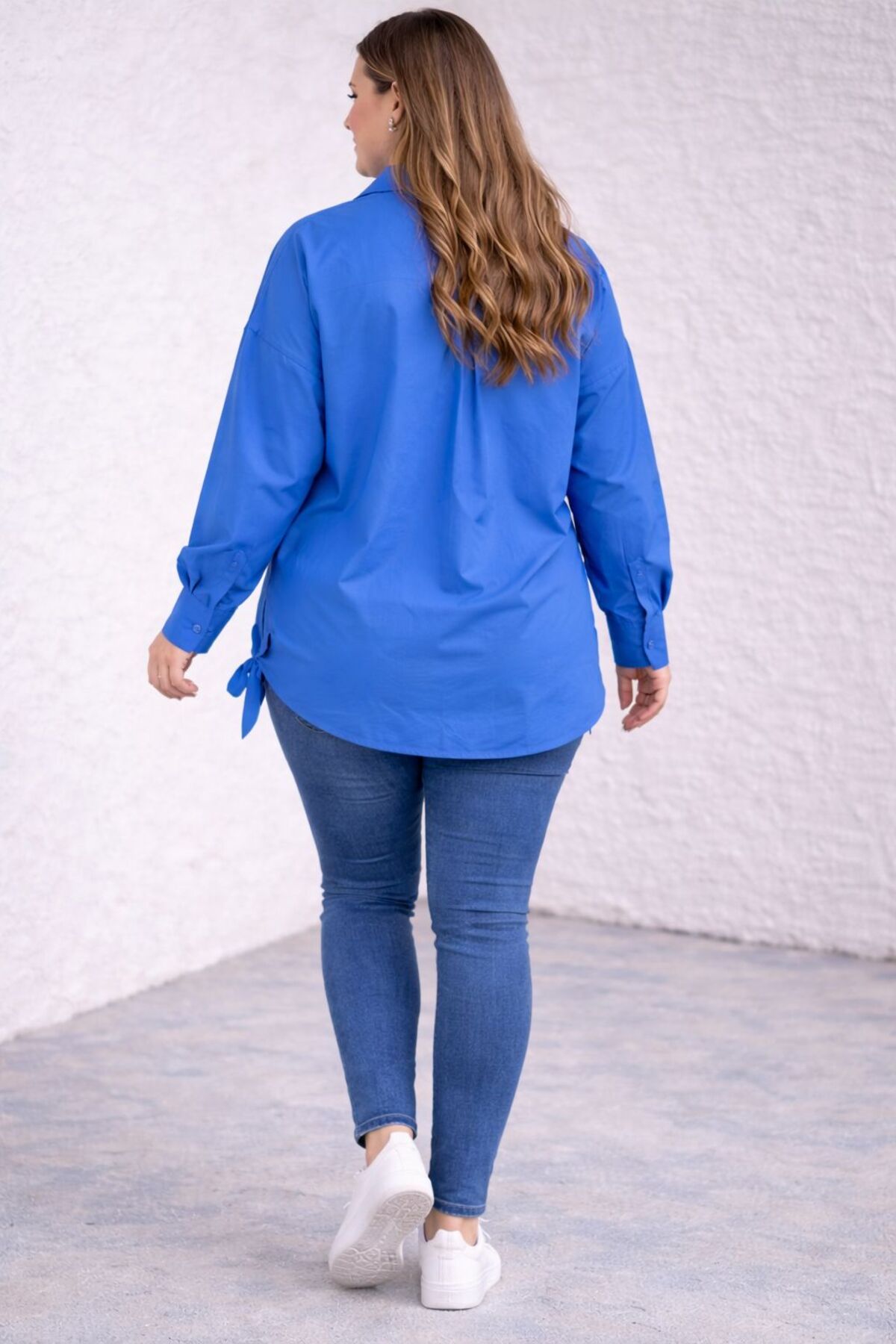 MAY MARA  BÜYÜK BEDEN KADIN PAMUK YIRTMAÇ DETAYLI GÖMLEK - Görsel 5