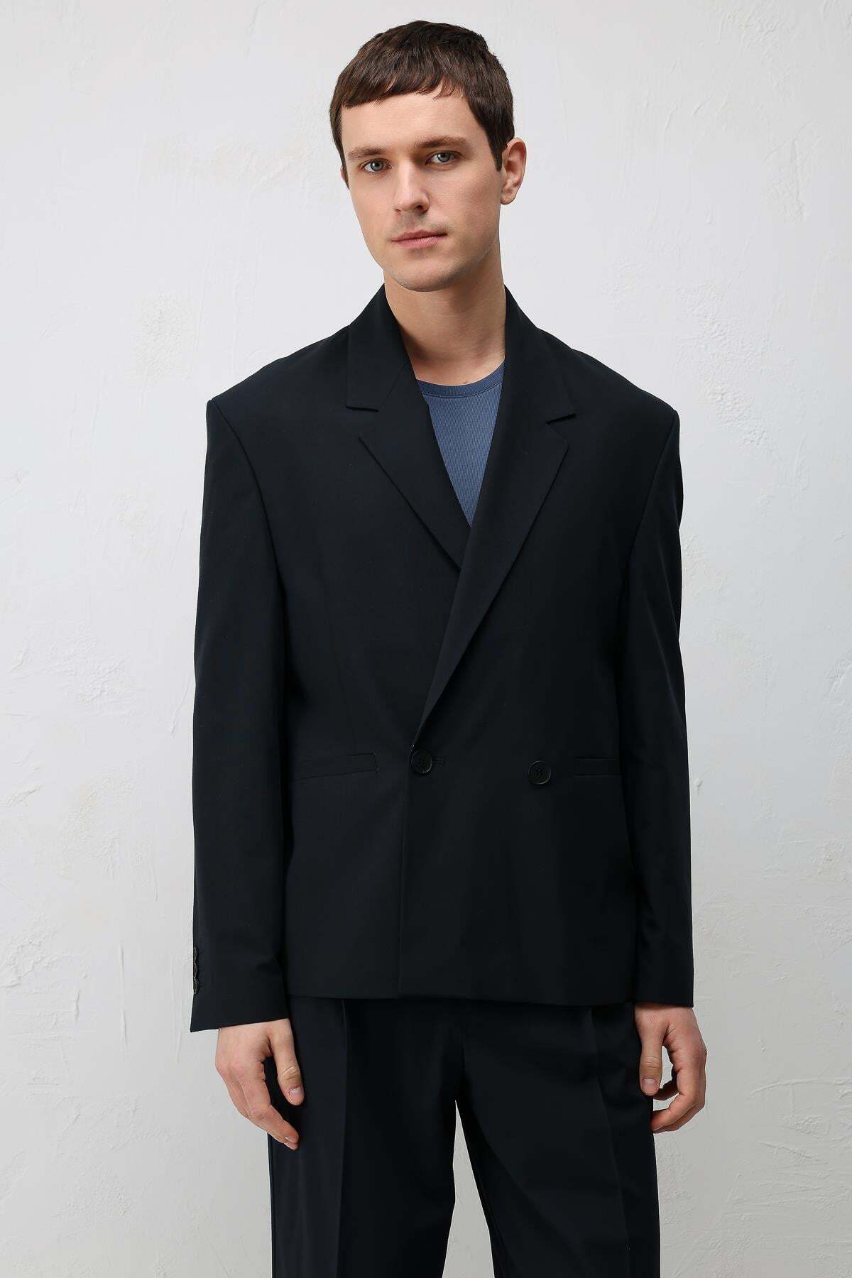 Antioch  Lacivert Relaxed Fit Erkek Blazer Ceket - Görsel 6