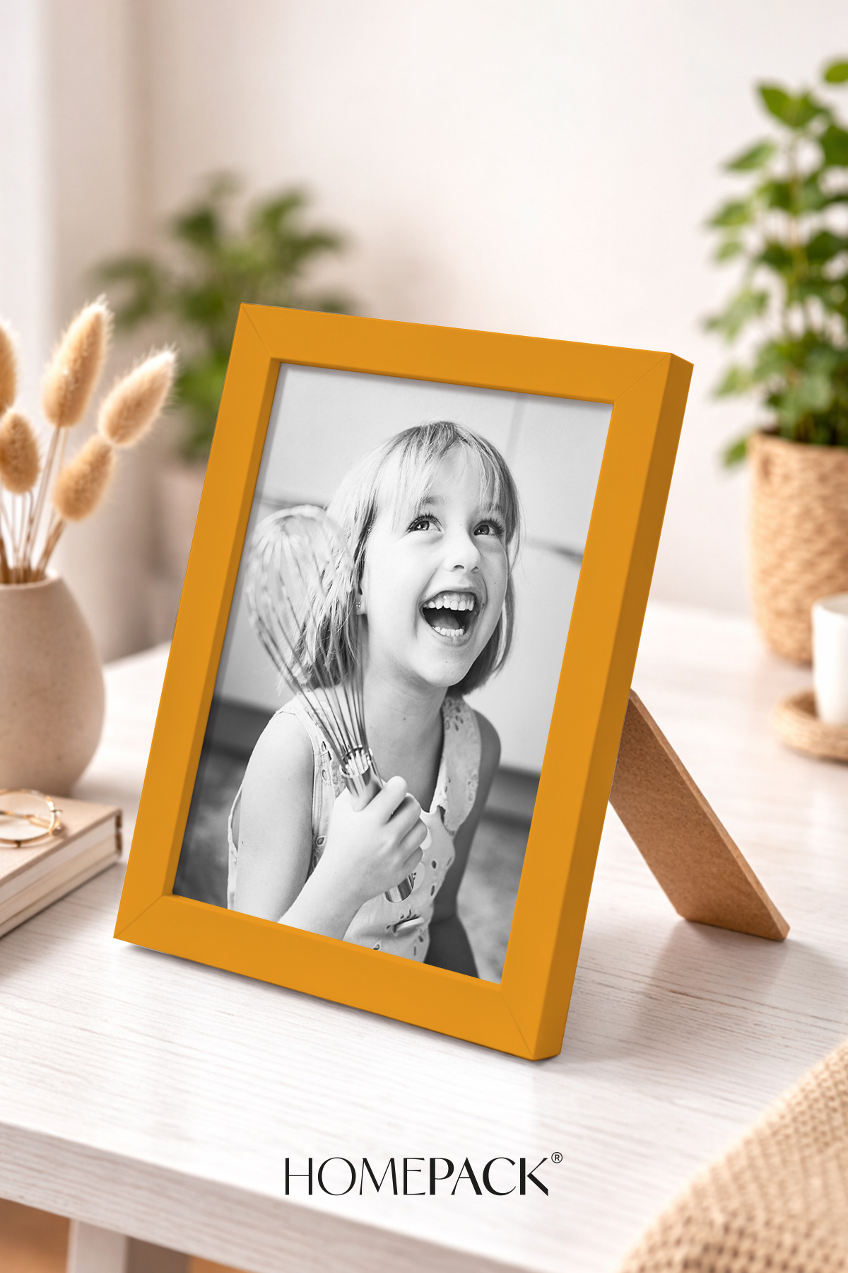 13x18 cm Desktop Picture Frame with Yellow Wood Frame, Photo Frame, YELLOW