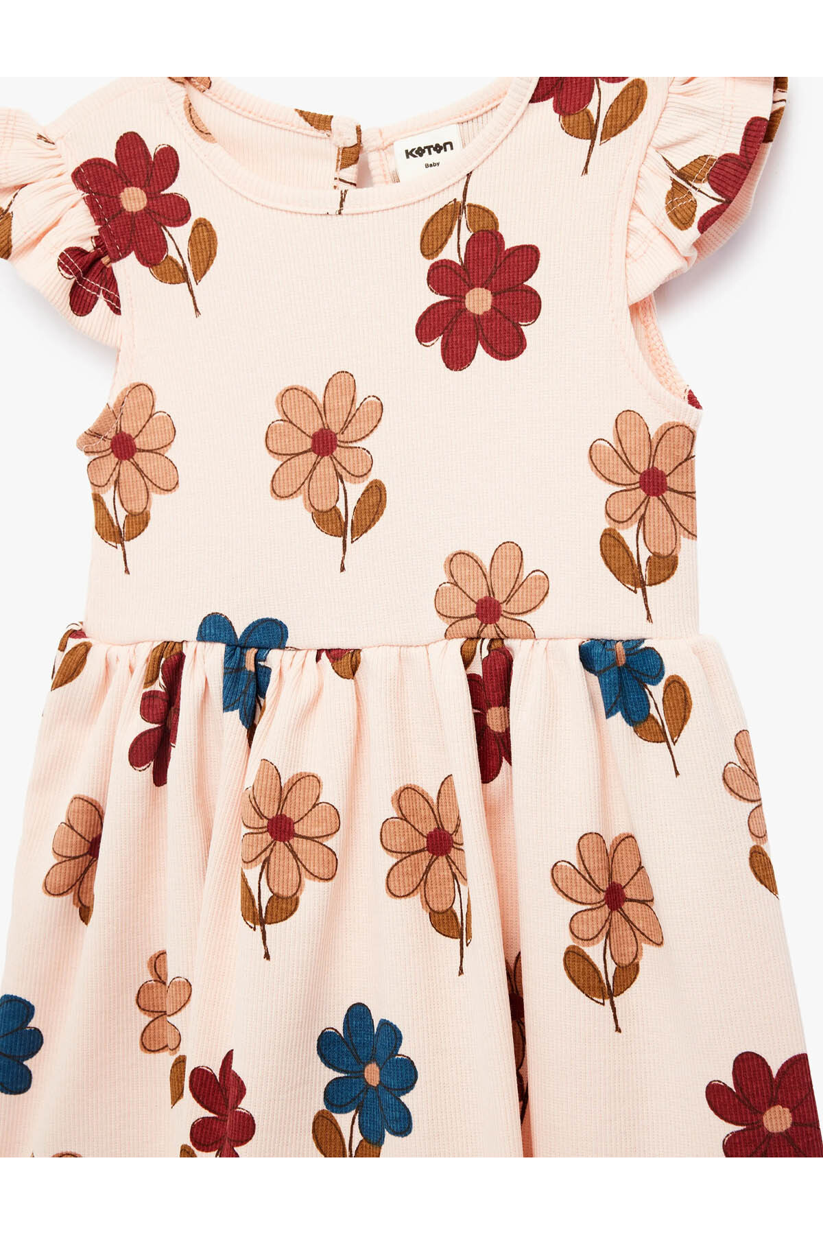 Koton Fırfır Detaylı Çiçek Desenli Pembe Kız Bebek Elbise 6SMG80027AK fotoğrafı 3 (önizleme)