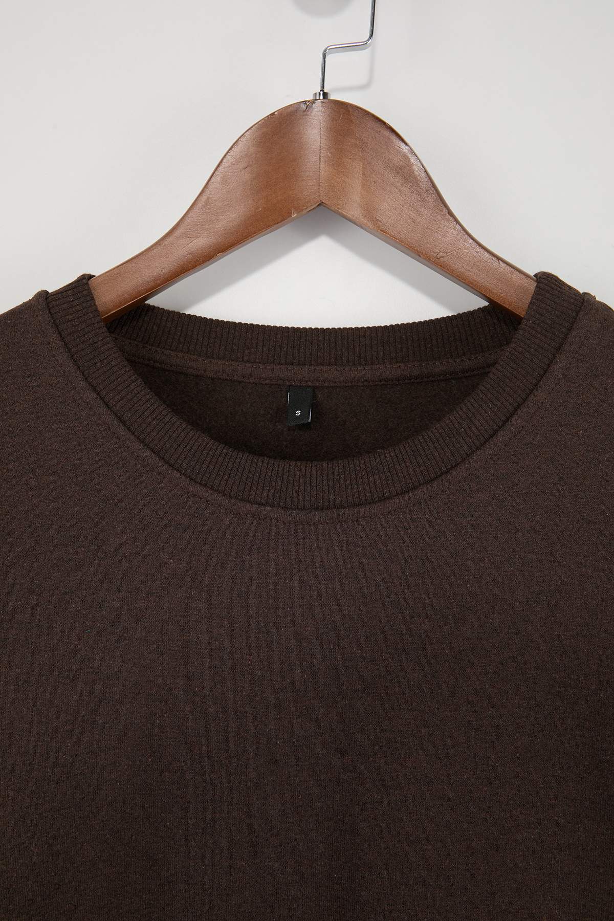 Trendyolmilla  Koyu Kahverengi Regular/Normal Kesim İçi Polar/Sıcak Tutan Sweatshirt TMNAW21SW1208 - Görsel 5