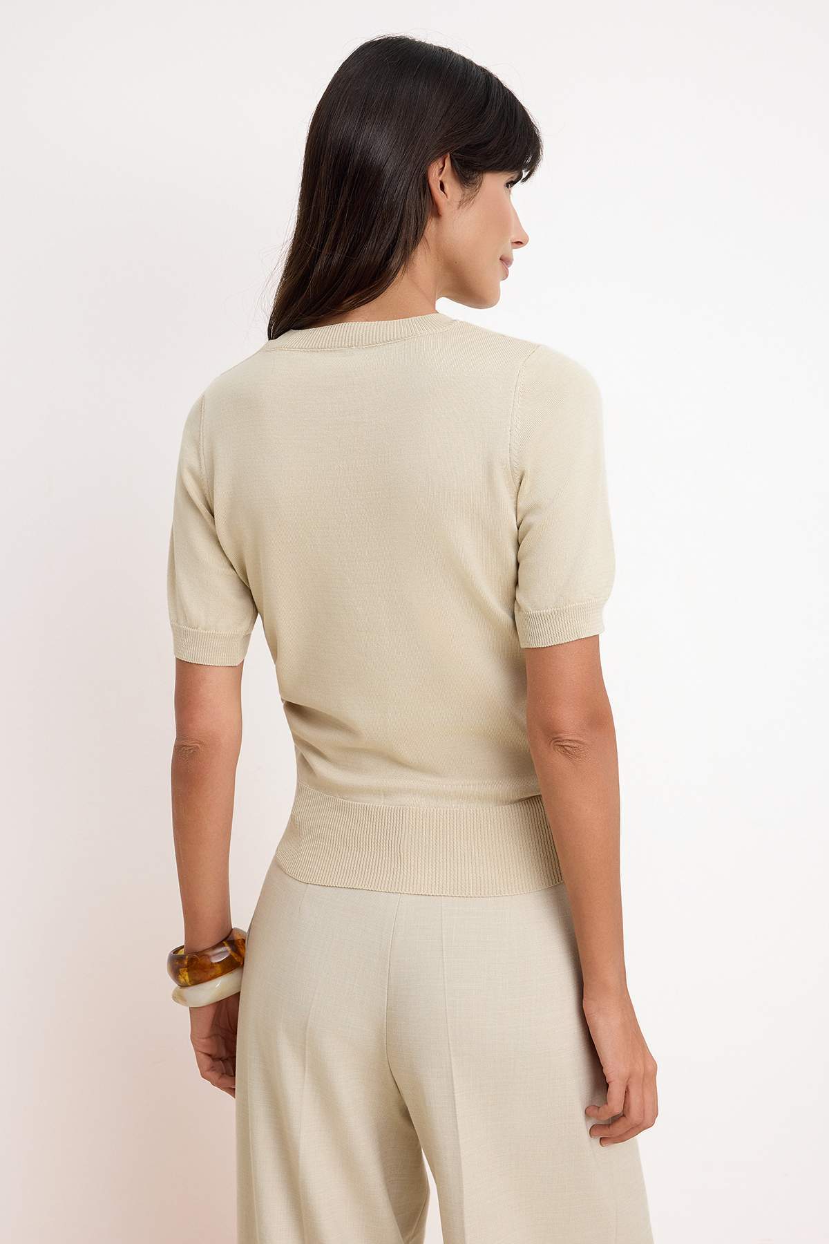 Trendyolmilla  Taş More Sustainable Bisiklet Yaka Regular Triko Bluz TWOSS26BZ00506 - Görsel 3