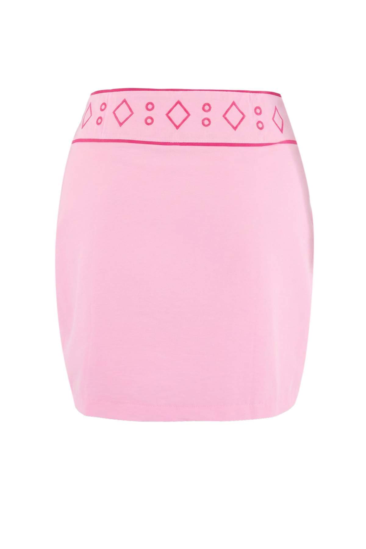 Trendyolmilla  Pembe Nakış Detaylı Gömlek Kruvaze Etek Dokuma Alt - Üst Takım TWOSS26AU00125 - Görsel 9