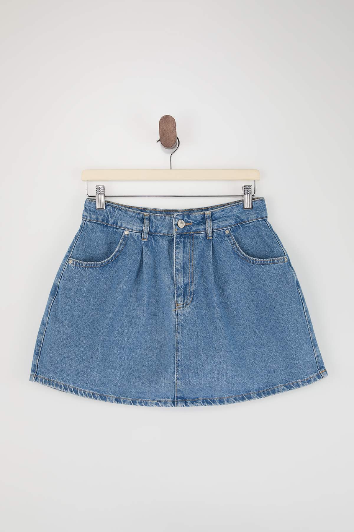Trendyolmilla  Teen Mavi Mini Denim Şort Etek TWOSS26SR00041 - Görsel 2