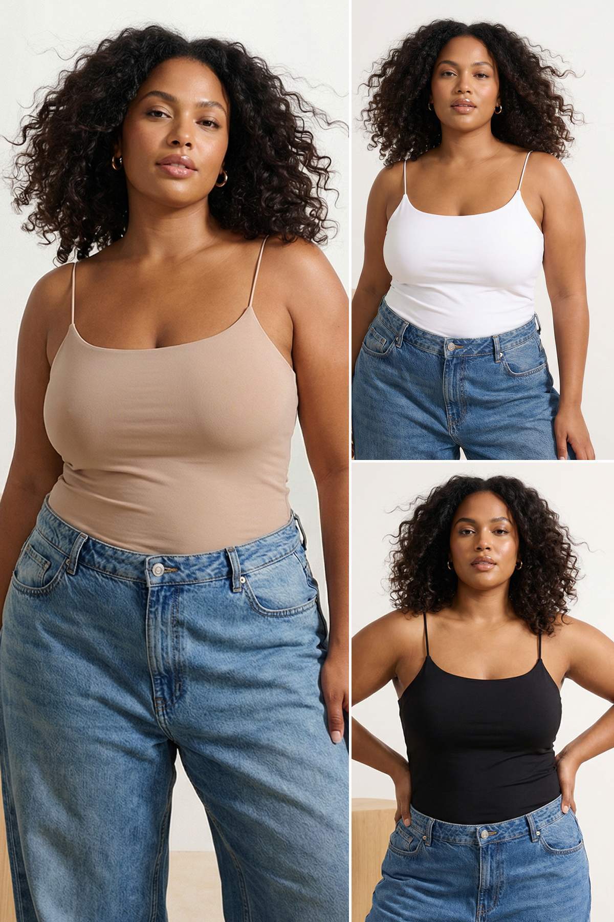 Trendyol Curve Mehrfarbiges 3er-Pack Crop-Tanktop mit dünnen Trägern in Überg...
