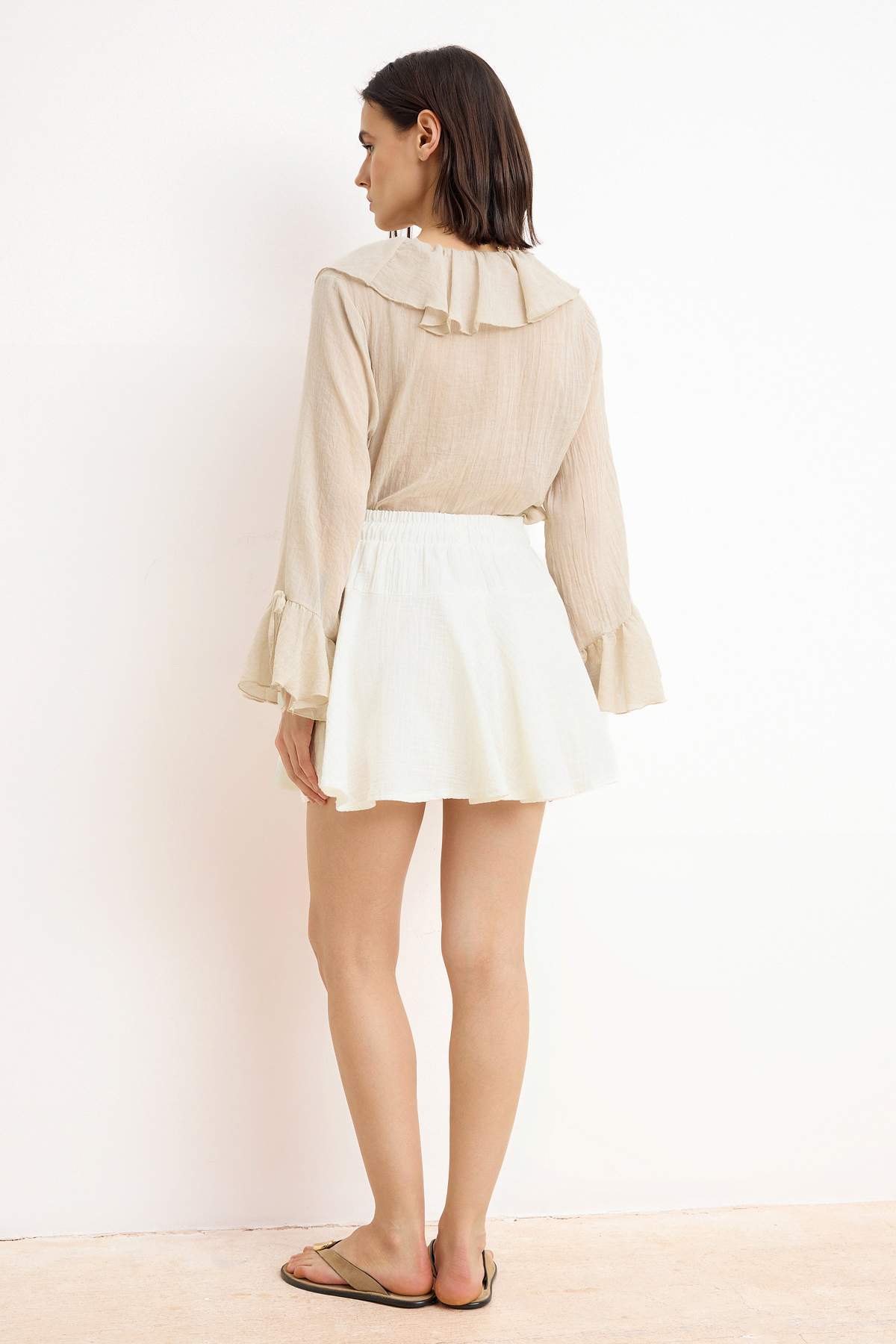 Trendyolmilla  Beyaz Müslin Mini Şort Etek TWOSS26ET00131 - Görsel 4