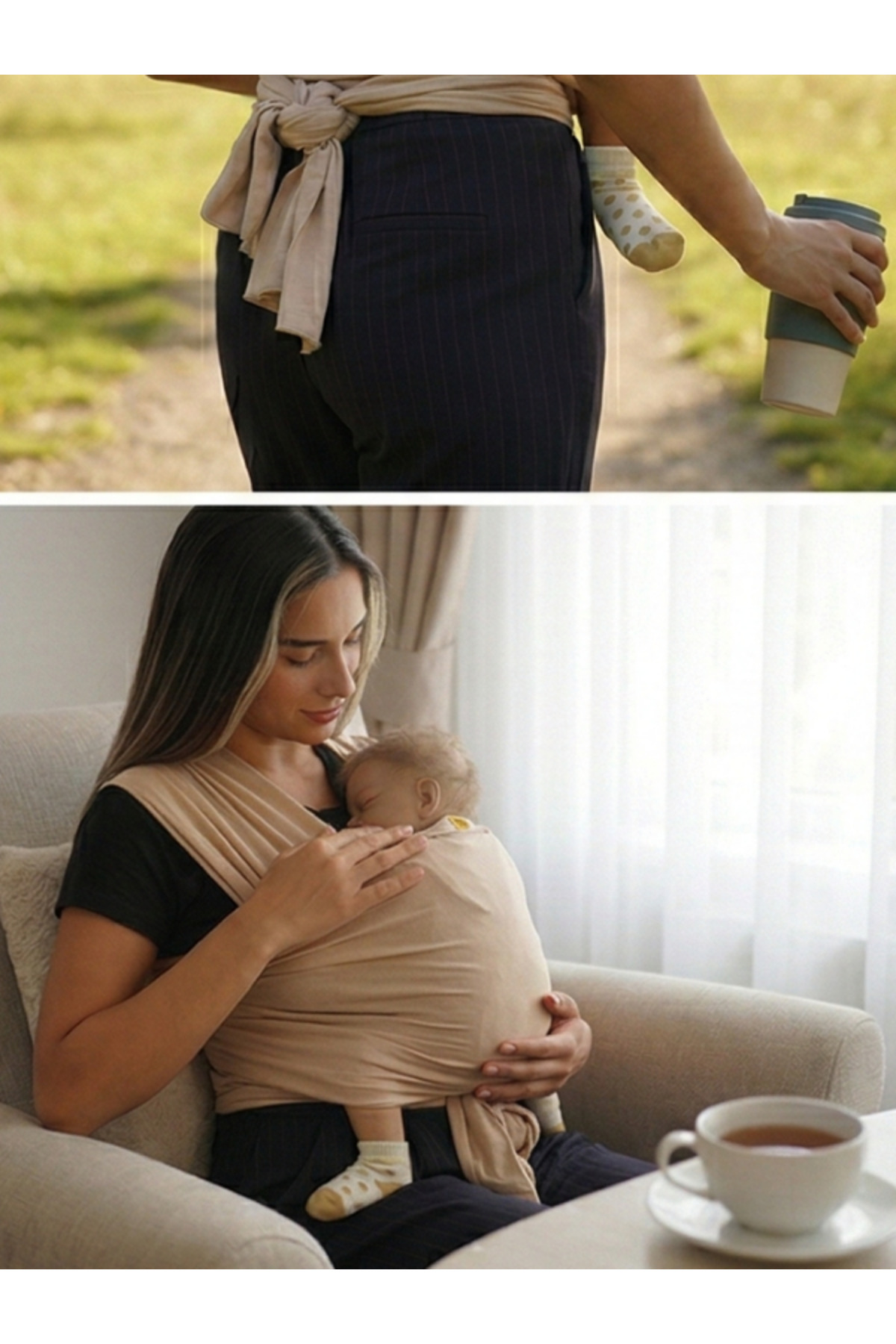 EGGBABY Esnek Wrap Sling Ergonomik Bebek Sling Yenidoğandan İtibaren Bebek Taşıma Şalı fotoğrafı 3 (önizleme)