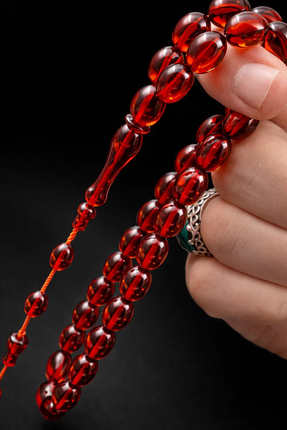 Cemhan Göksal Ateş Kehribar 9x12 mm Güç Serisi Özel Tasarım Tesbih