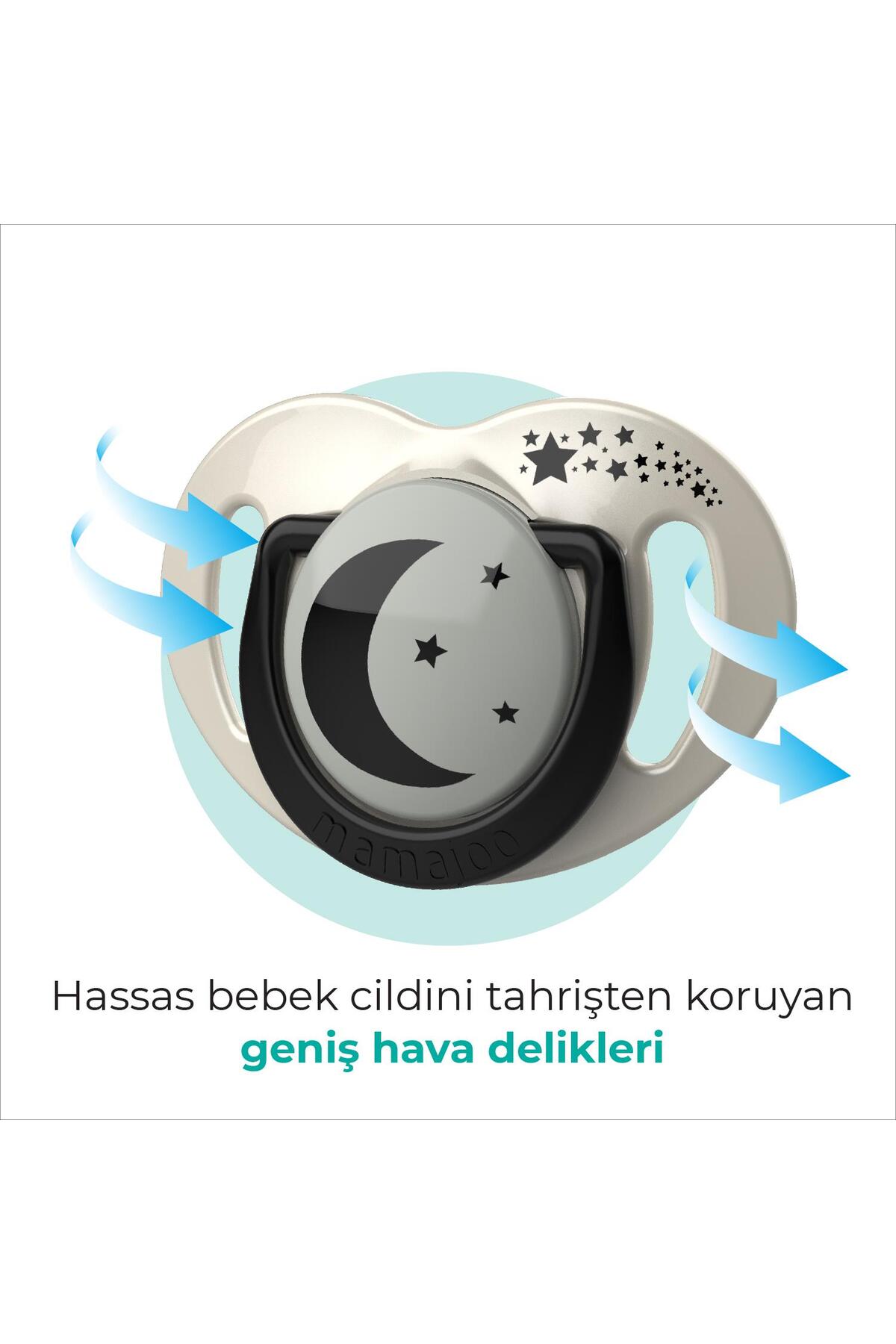 Mamajoo Ortodontik Emzik Seti 0 Ay+ Pearl & Black | İkili, Silikon, Damaklı | Sterilizasyon & Saklam fotoğrafı 5 (önizleme)