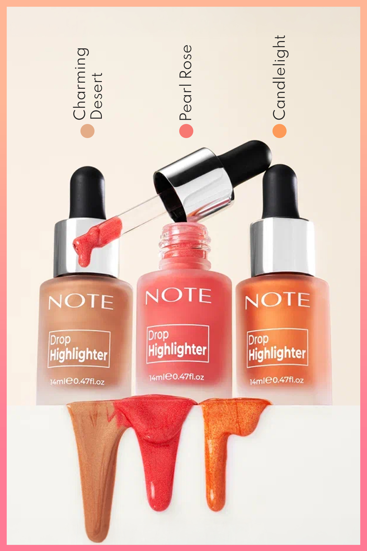 Drop Highlighter Işıltılı Likit Aydınlatıcı - 01 Pearl Rose — صورتی HLGH DROP — تصویر 6 از 6