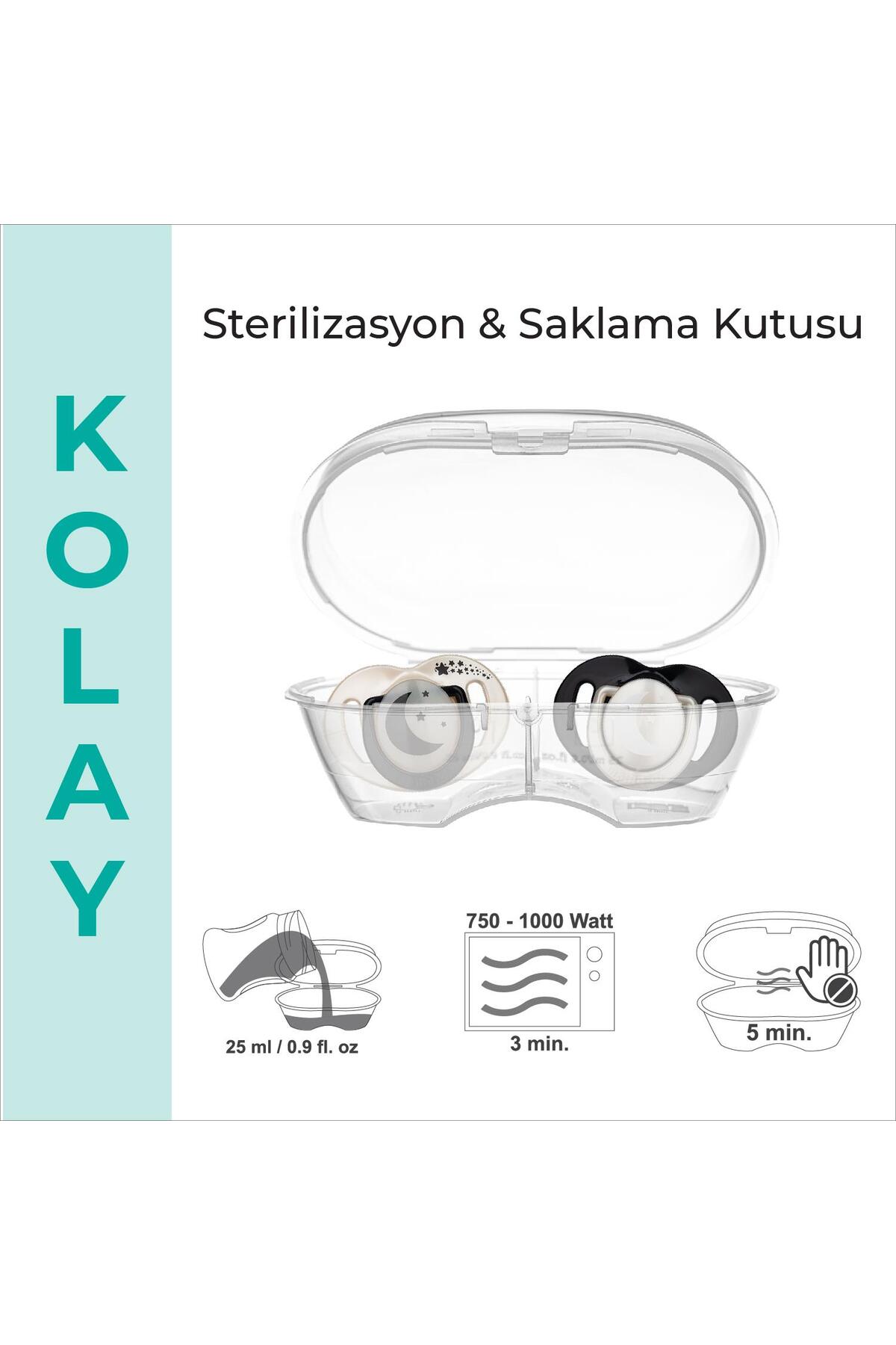 Mamajoo Ortodontik Emzik Seti 0 Ay+ Pearl & Black | İkili, Silikon, Damaklı | Sterilizasyon & Saklam fotoğrafı 6 (önizleme)