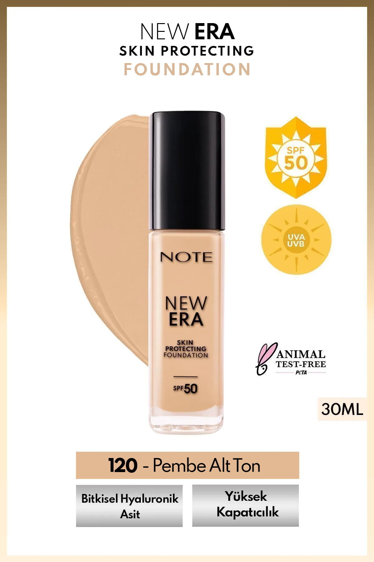 Note Cosmetics New Era Skin Protecting Spf 50 Nemlendirici Etkili Hyaluronik Asitli Fondöten - 120 Natural Beige - Fiyatı, Yorumları