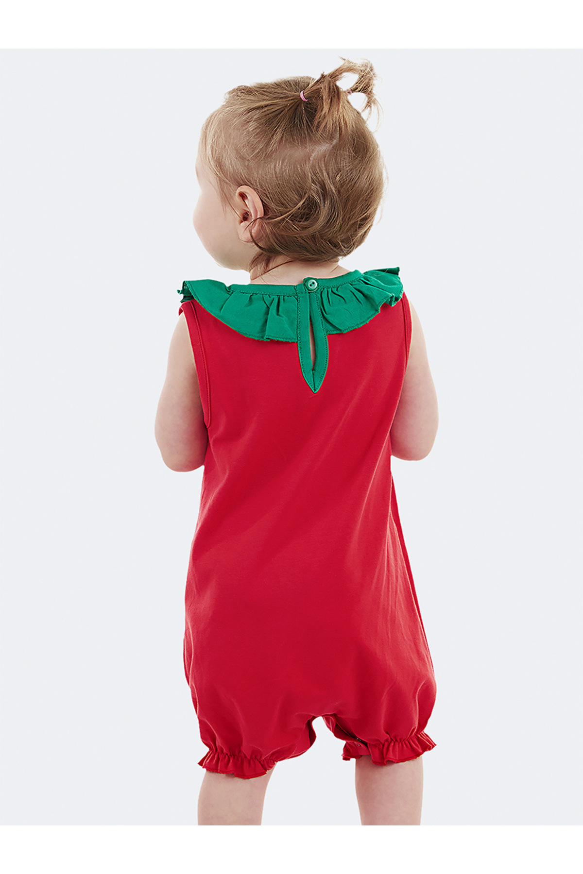 Denokids Tatlı Çilek Kız Bebek Pamuklu Yazlık Tulum fotoğrafı 2 (önizleme)