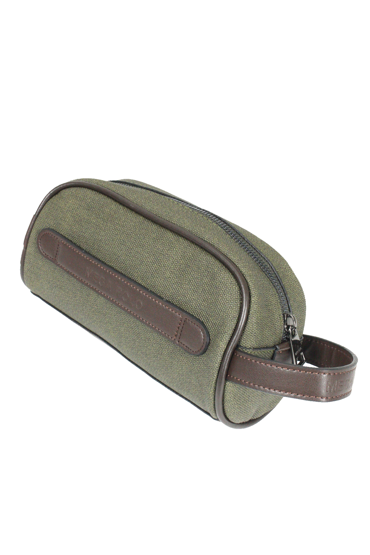 M 433 Kanvas El / Clutch / Makyaj / Tıraş Çantası Yeşil-Kahverengi