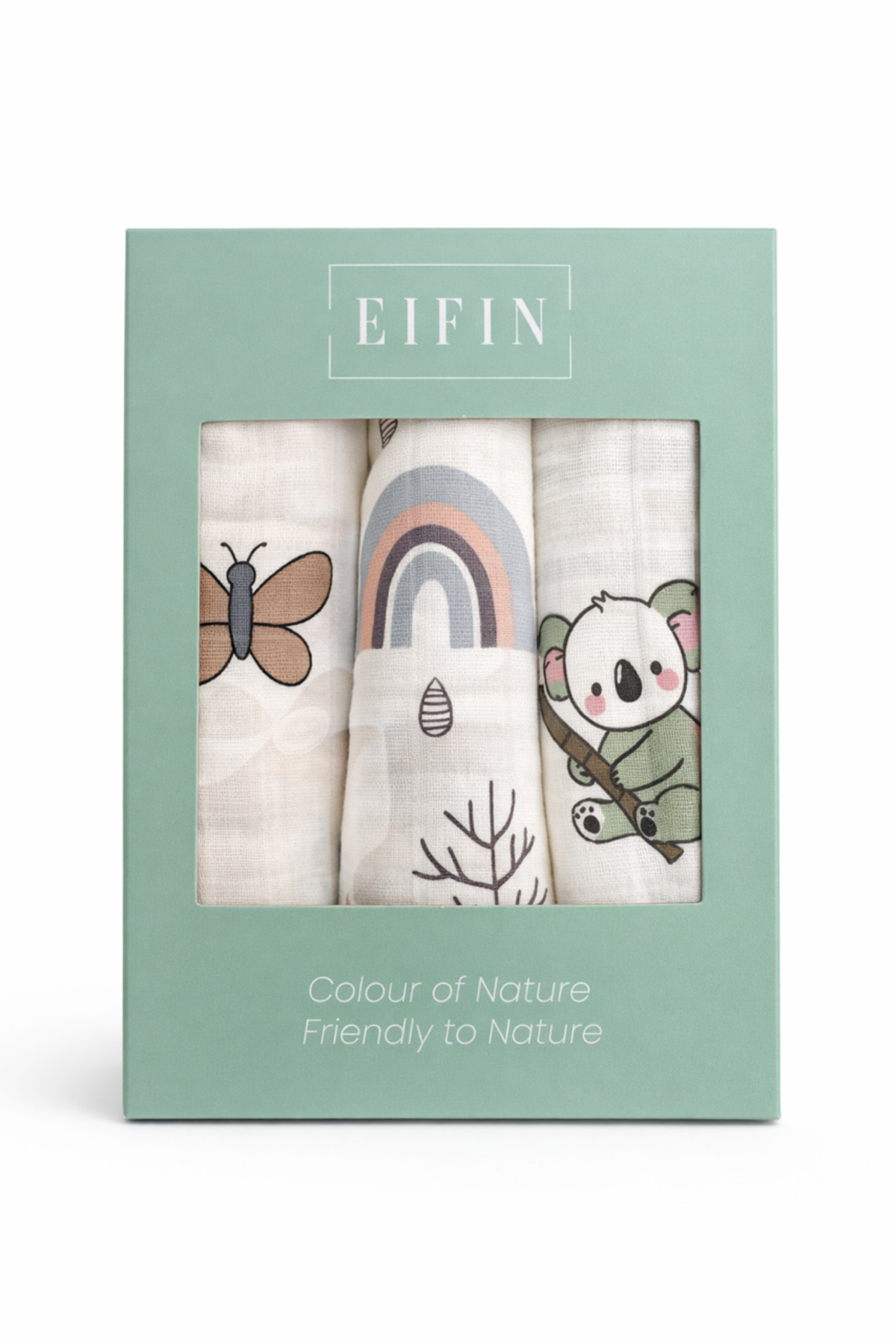 EIFIN Çok Amaçlı Müslin Örtü & Battaniye 3'lü Set %100 Pamuk Oeko-tex Sertifikalı Kutulu fotoğrafı 3 (önizleme)