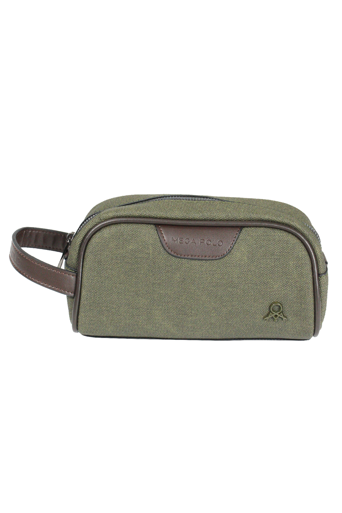 M 433 Kanvas El / Clutch / Makyaj / Tıraş Çantası Yeşil-Kahverengi