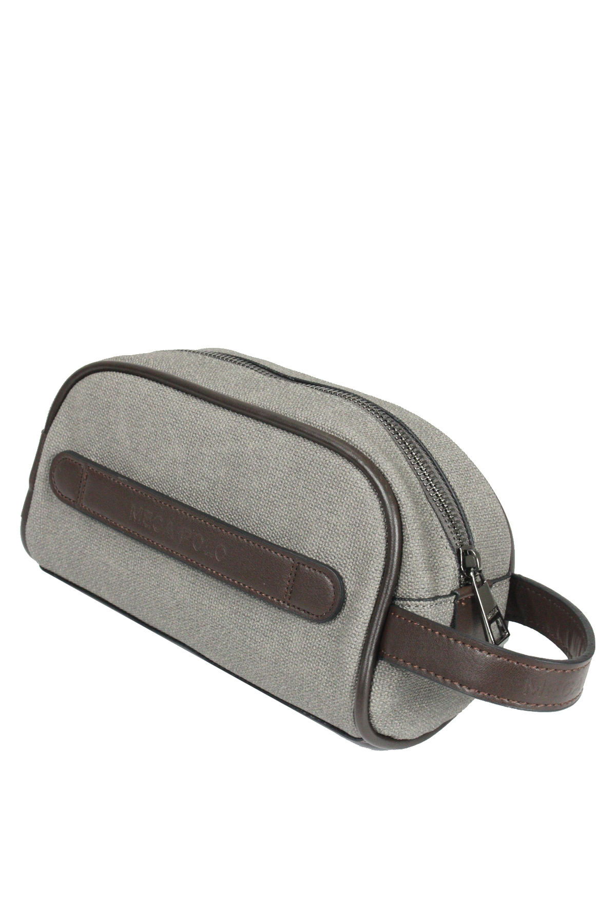 M 433 Kanvas El / Clutch / Makyaj / Tıraş Çantası Gri-Kahverengi