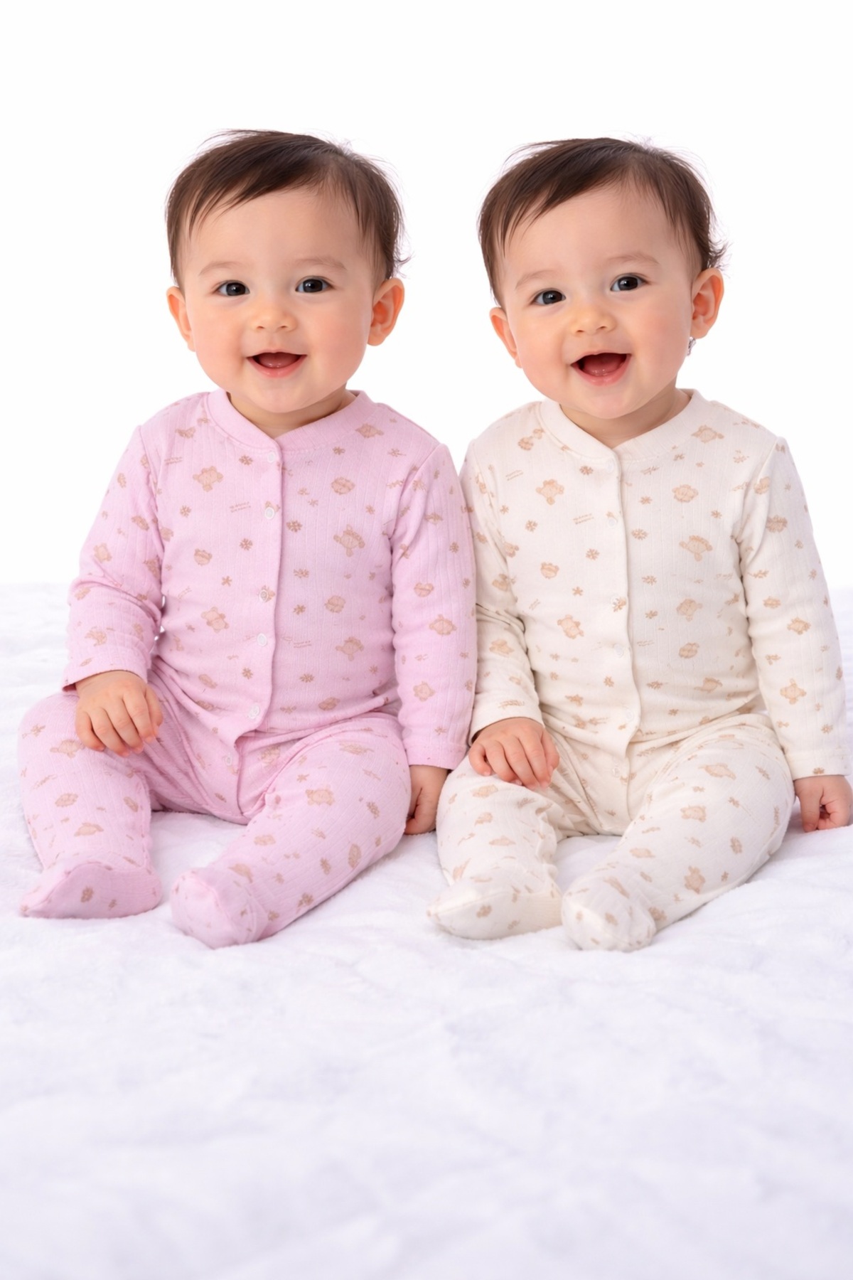 ENİA BABY Kız Bebek 2 Adet %100 Pamuklu Patikli Tulum Seti fotoğrafı 3 (önizleme)