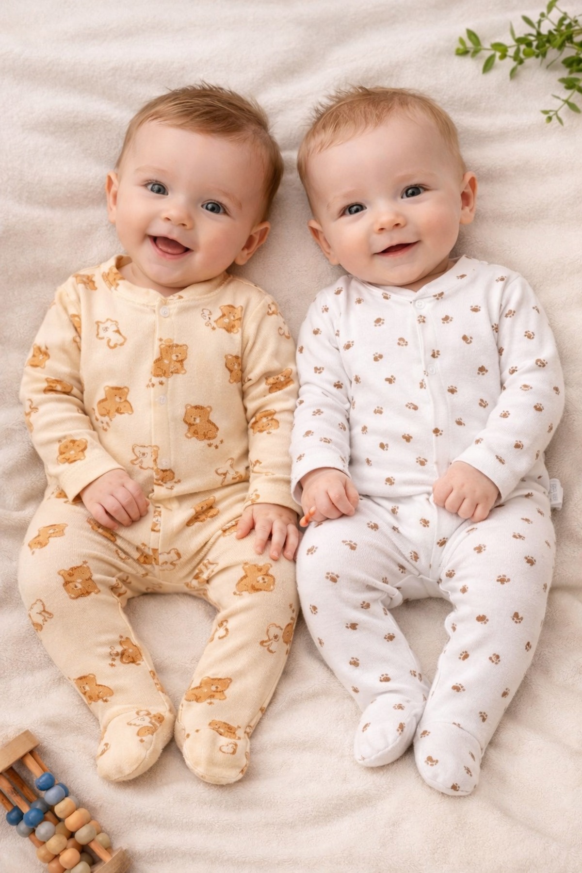 Baby Girl 2pcs 100% Cotton Footed Jumpsuit Set