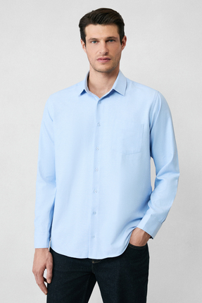 Kiğılı Uzun Kol Regular Fit Klasik Yaka Pamuklu Kolay Ütülenebilir Cepli Oxfo...