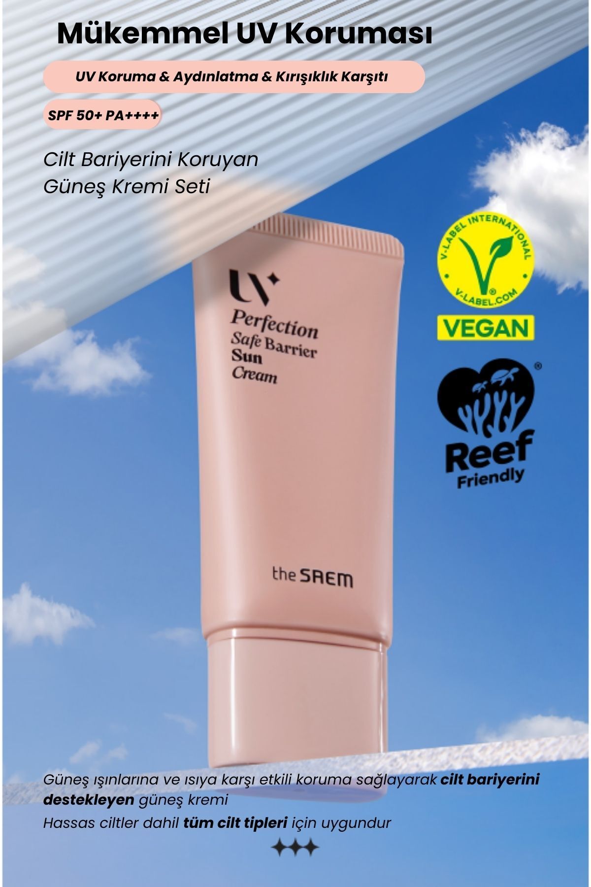 UV Perfection Safe Barrier Sun Cream SPF50+ PA++++ / Bariyer Koruyucu Mineral Güneş Krem Set — TheSaemUVPerfectionSafeBarrier — تصویر 5 از 8