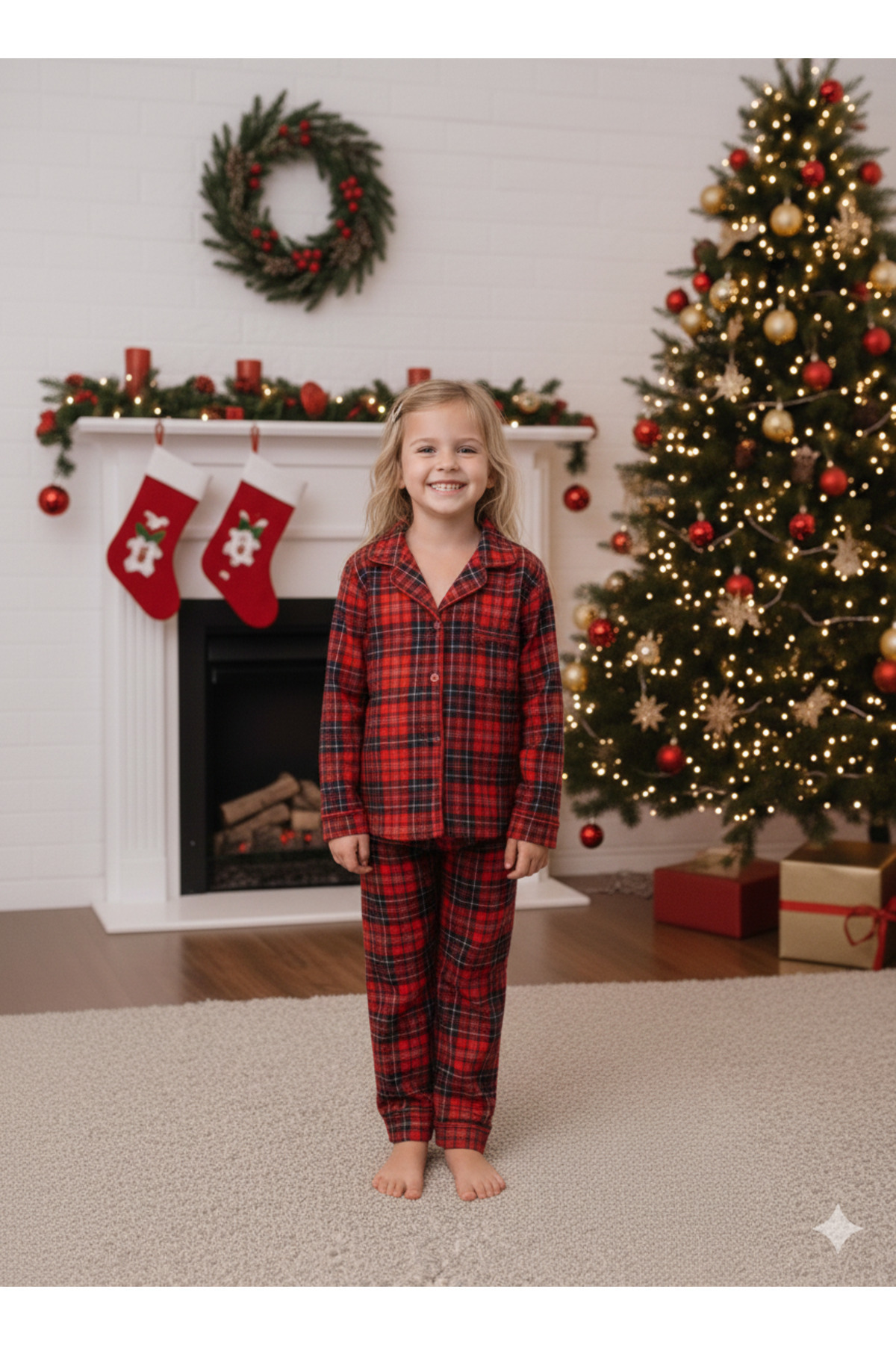 ARN HOMEWEAR  aile kombini ekoseli lizbon kumaş pijamatakımı anne-kız-baba-oğul(tek takım fiyatıdır - Görsel 6