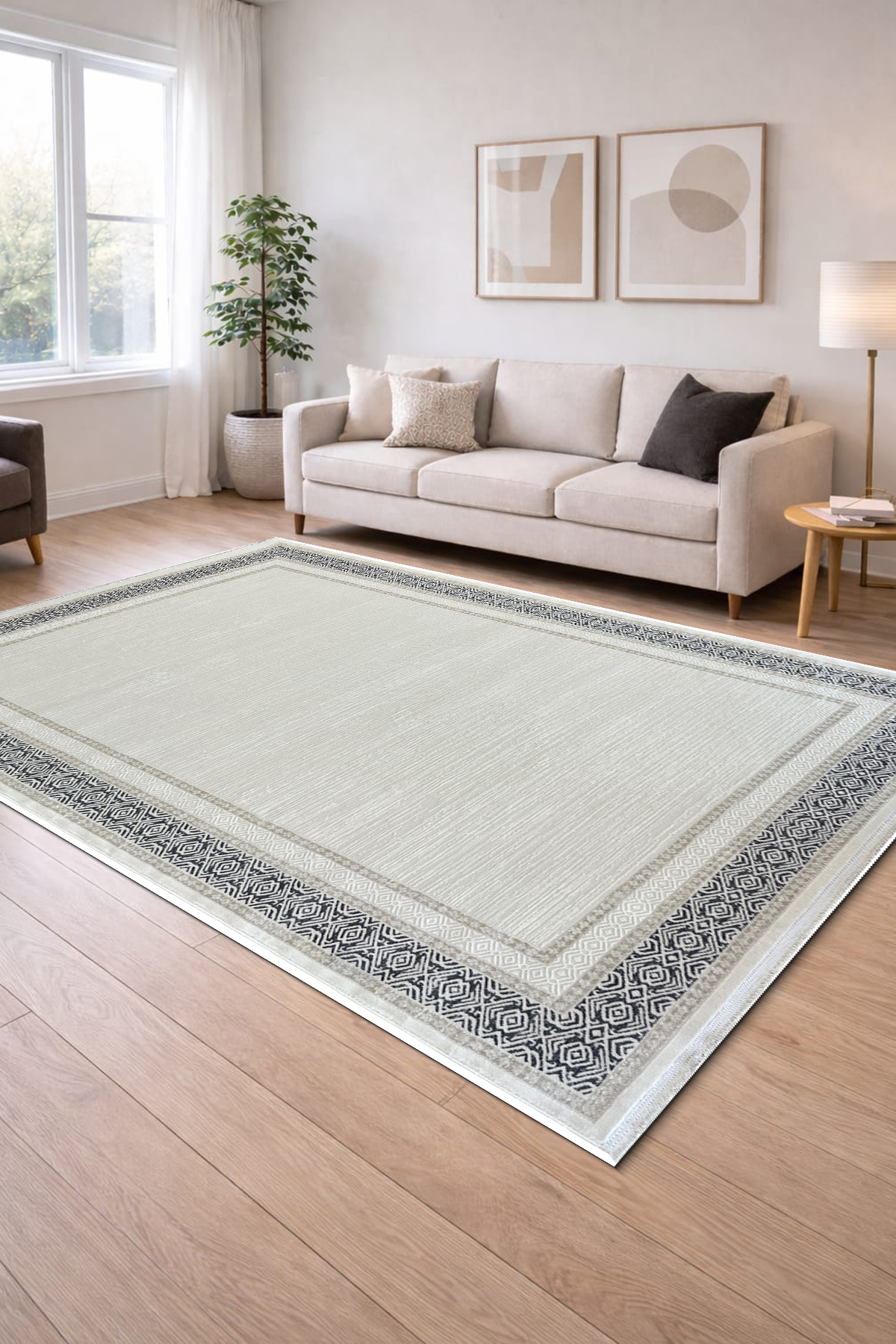 4 Square Meters - 6 Square Meters Modern Thick Thick Woven Living Room and Living Room Carpet Anti-Allergic Beige