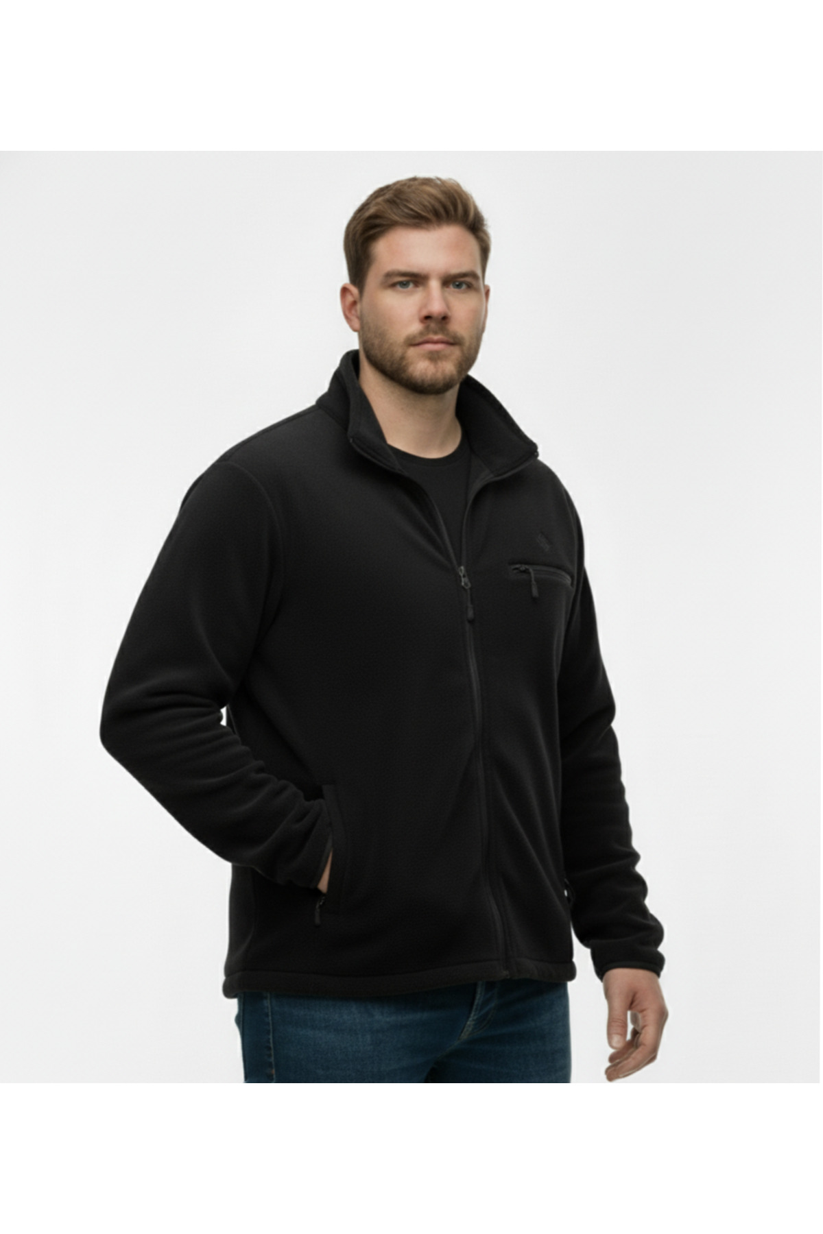 Lifeguard Büyük Beden Fermuarlı Polar Sweatshirt Siyah görsel 2