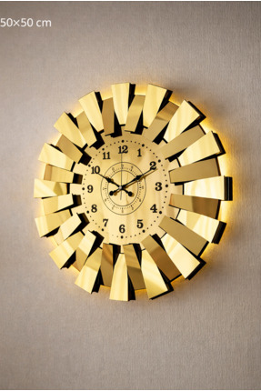 Pey Aksesuar Işıklı (LED) 3 Boyutlu Piyano Lüxs Model Aynalı Duvar Saati  (Pl...