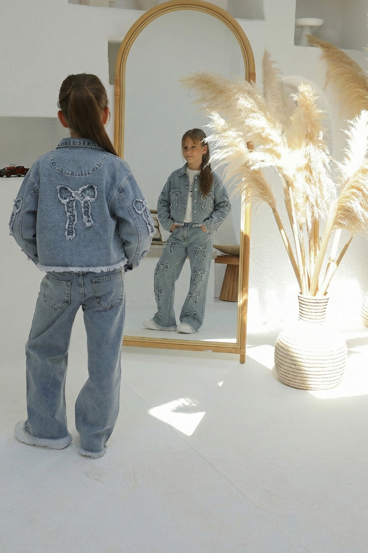 Mutlu Kids  Aplikeli Kız Kot Ceket - Görsel 3