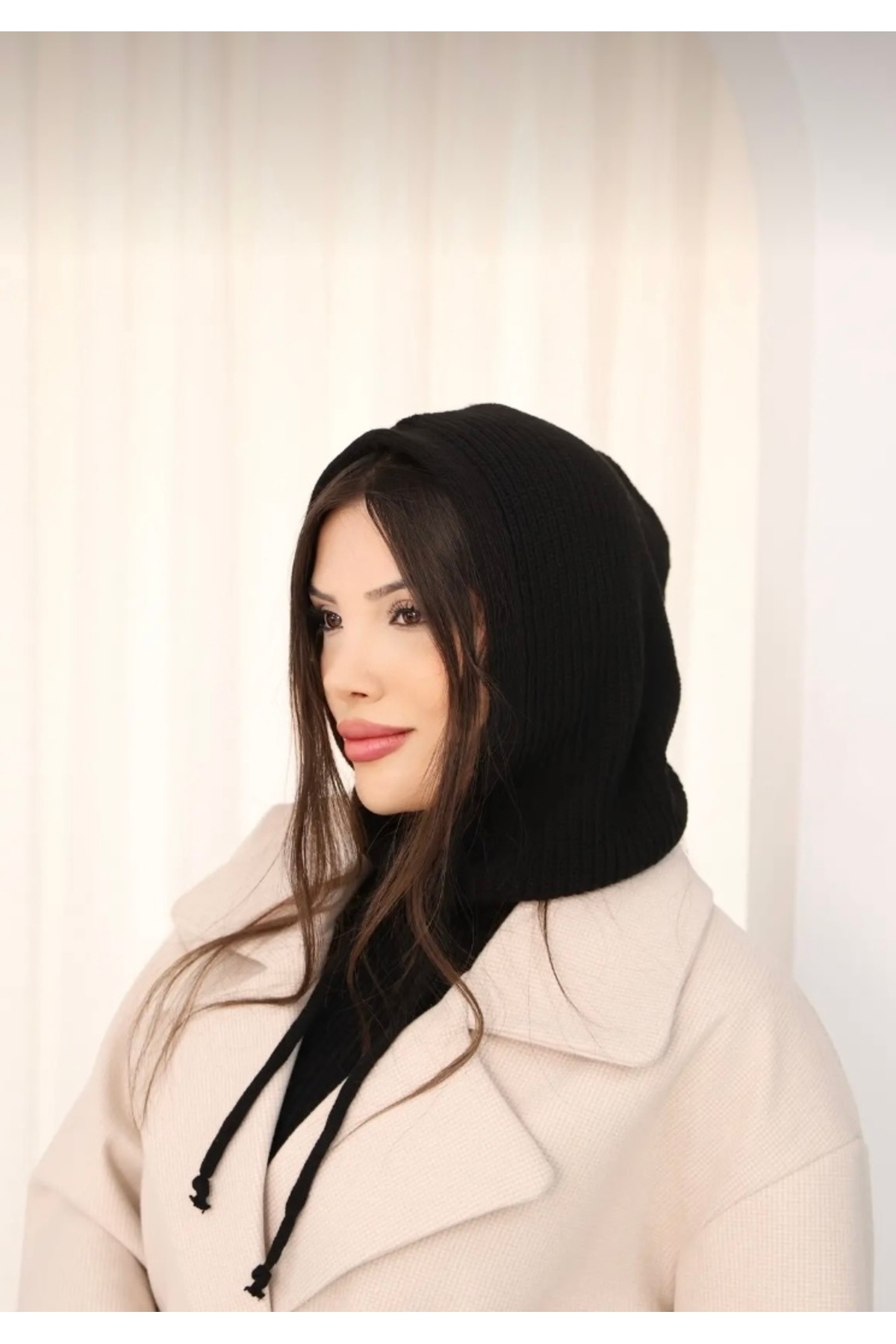 GRAZELLA Kışlık Balaklava Triko Örgü Balaclava Bere Şapka Boyunluk Başlık görsel 4