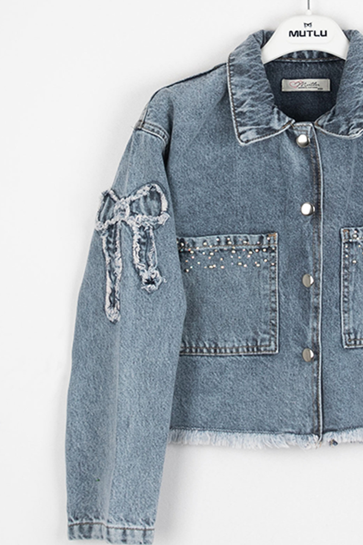 Mutlu Kids  Aplikeli Kız Kot Ceket - Görsel 7