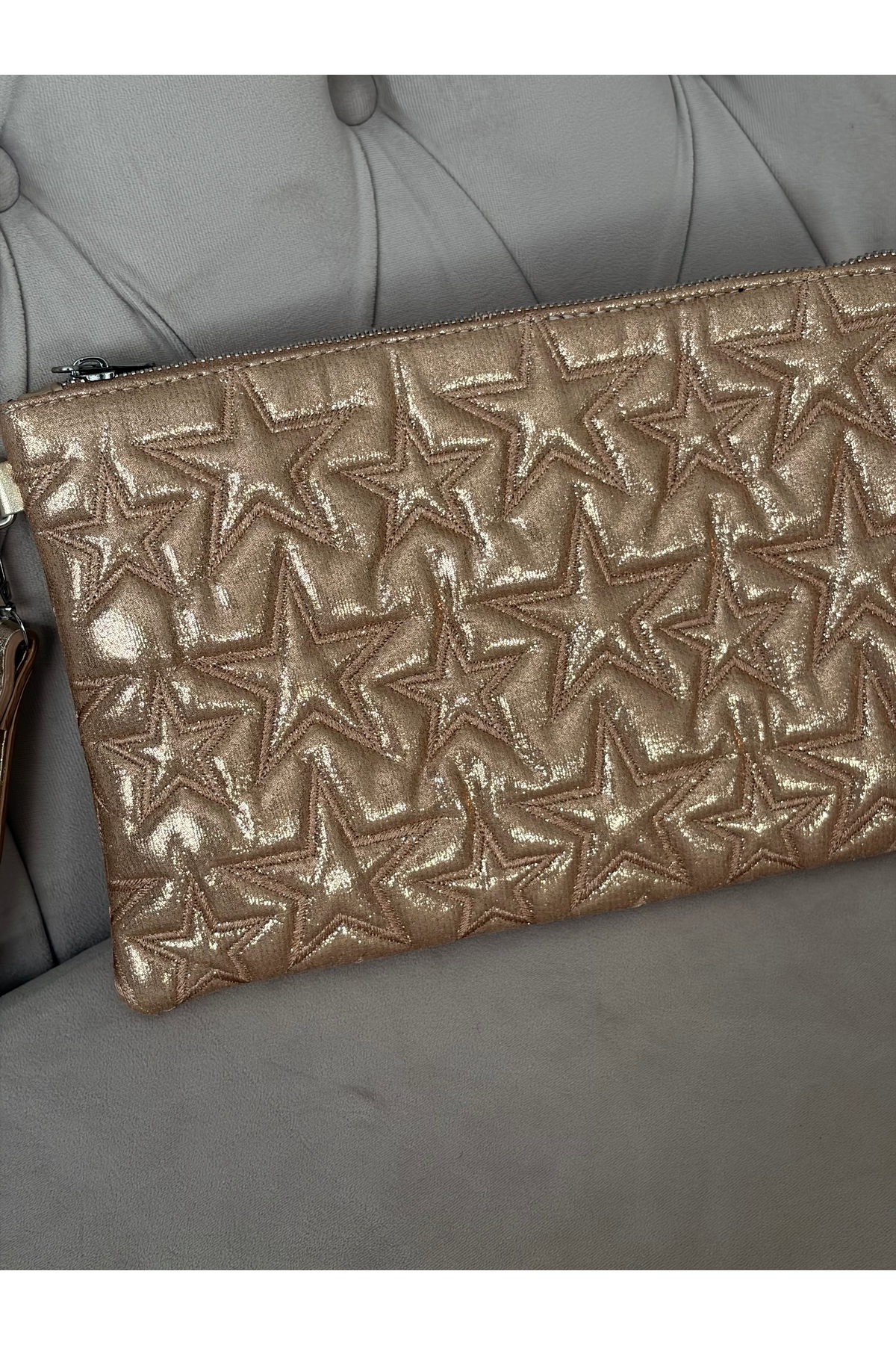 MyleeButik Yıldız Nakışlı Star Kadın Kapitone Portföy El Çantası & Clutch görsel 6