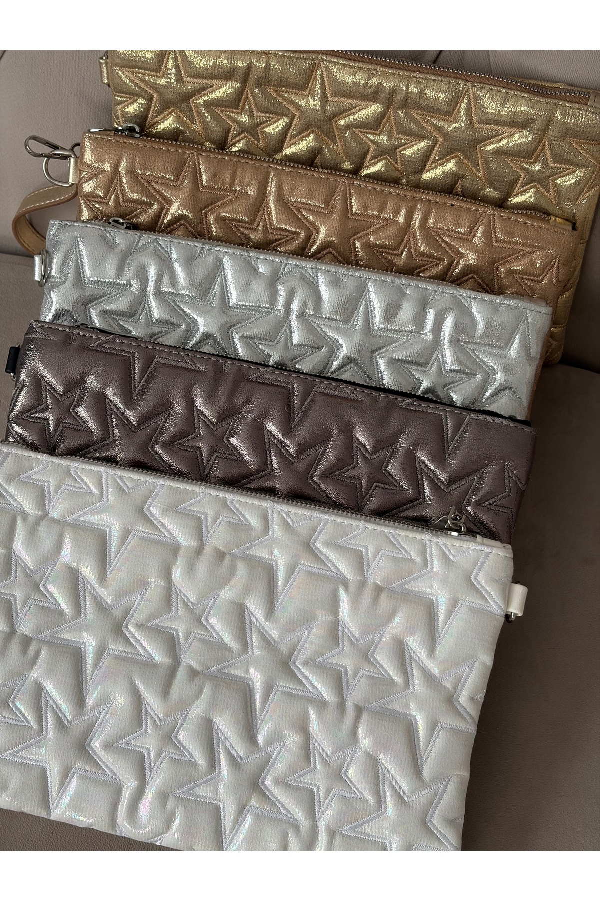 MyleeButik Yıldız Nakışlı Star Kadın Kapitone Portföy El Çantası & Clutch görsel 4