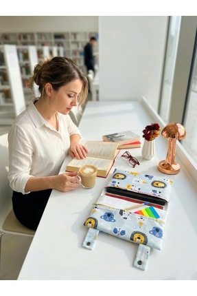 harmony dirndl Fermuarlı Çok Bölmeli Kitap Çantası│Desenli Kitap Defter Kılıf...