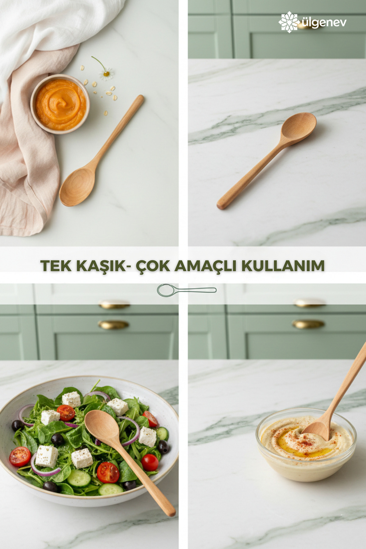 Ülgenev 1 Adet 23 Cm Vernikli Bambu Kaşık – Mama ve Sos Hazırlığına Uygun, Tekli Ahşap Kaşık, Çizmez fotoğrafı 2 (önizleme)