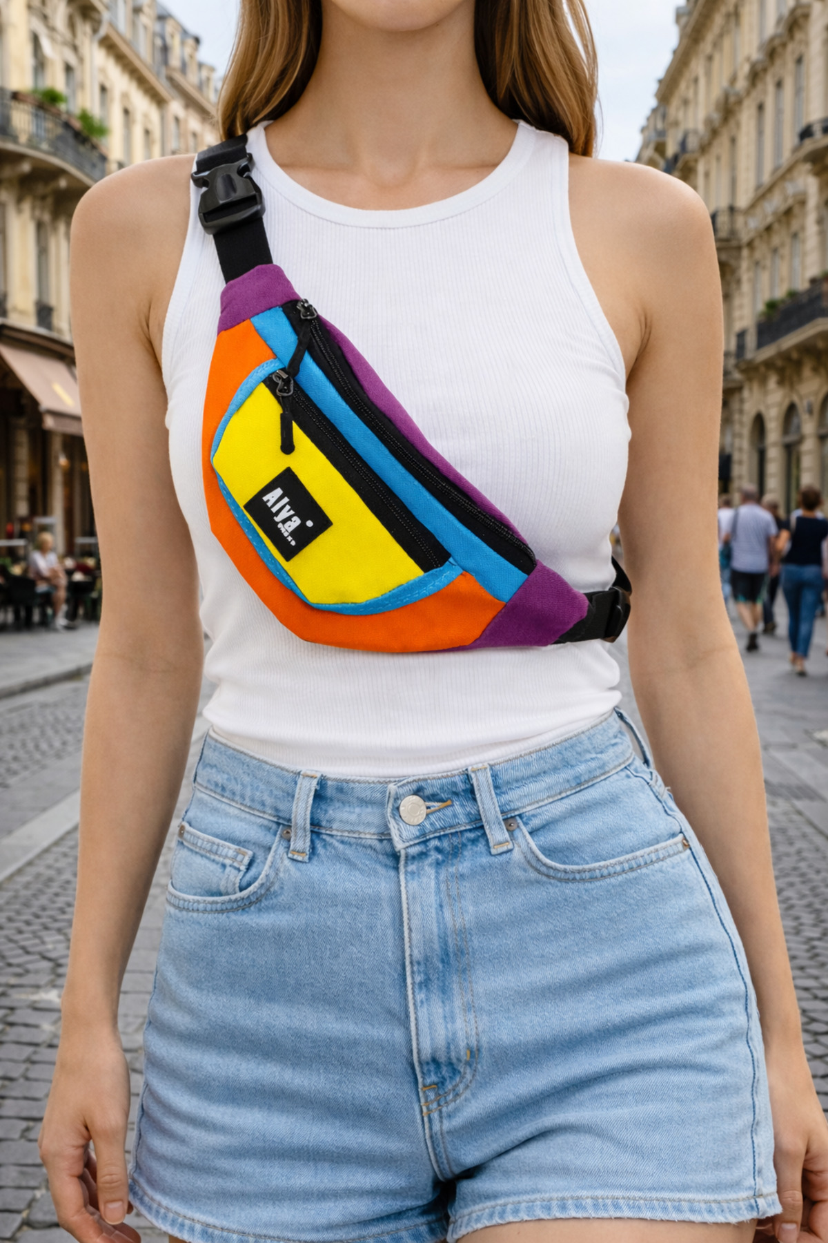 Nts Alya trend Unisex Renkli iki Bölmeli Bel Ve Omuz Çantası Su Geçirmez Spor ve Günlük