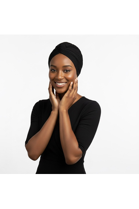 elysianfidan Agraf Plise Siyah Hazır Türban Tesettür Bone Medical Kullanıma U...