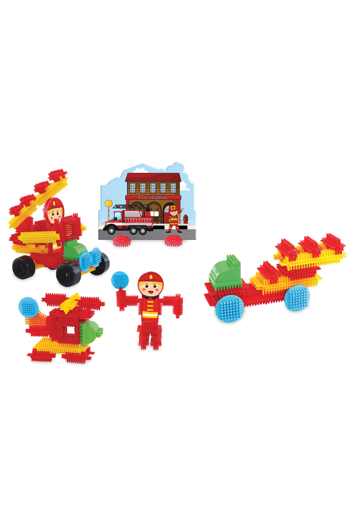 a v d a 55 Parça İtfaiye Kaktüs Blok Seti Renkli Kaktüs Bloklar Yapı Oyuncağı fotoğrafı 3 (önizleme)