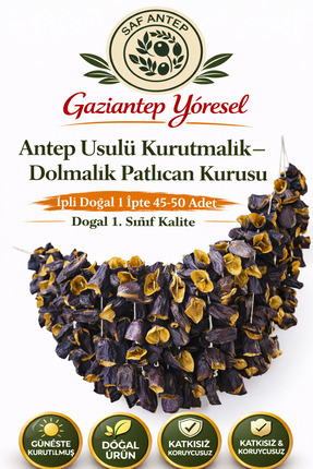 safantep Antep Usulü Kurutmalık - Dolmalık Patlıcan Kurusu – İpli Doğal